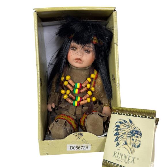 Kinnex Heirloom Little Cubs Native American 8" Porcelain Doll D08672A NWT - Picture 1 of 8